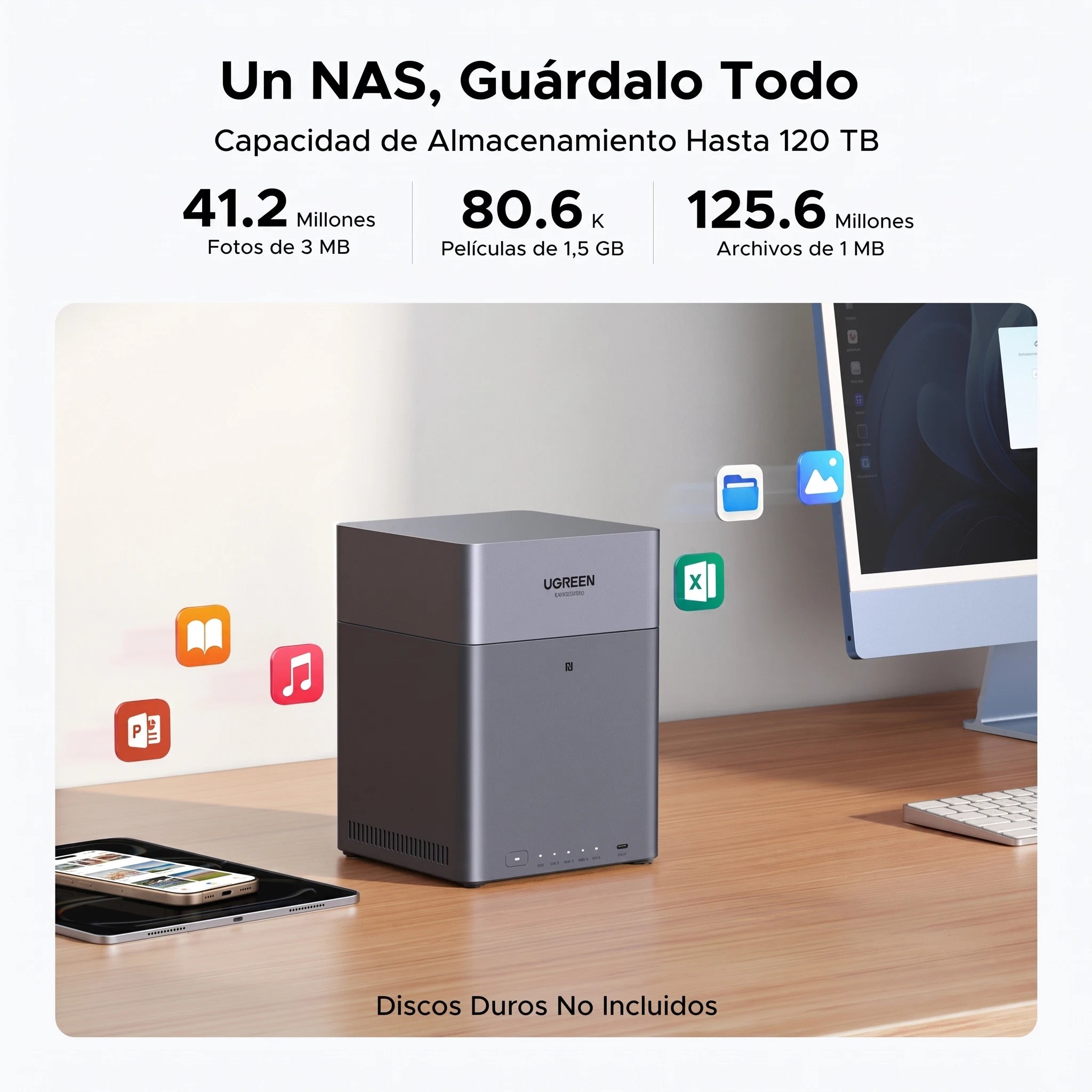 UGREEN NASync DH4300 Plus - NAS 4 bahías 120TB 2.5GbE