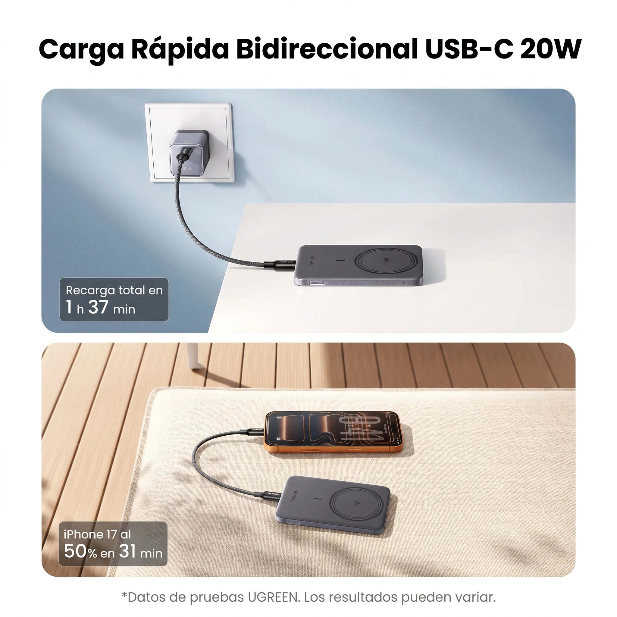 UGREEN MagFlow Air - power bank Qi2 5000mAh 20W 15W