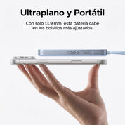 UGREEN MagFlow Air Power Bank 10000mAh Qi2 15W - con cable USB-C - Blue