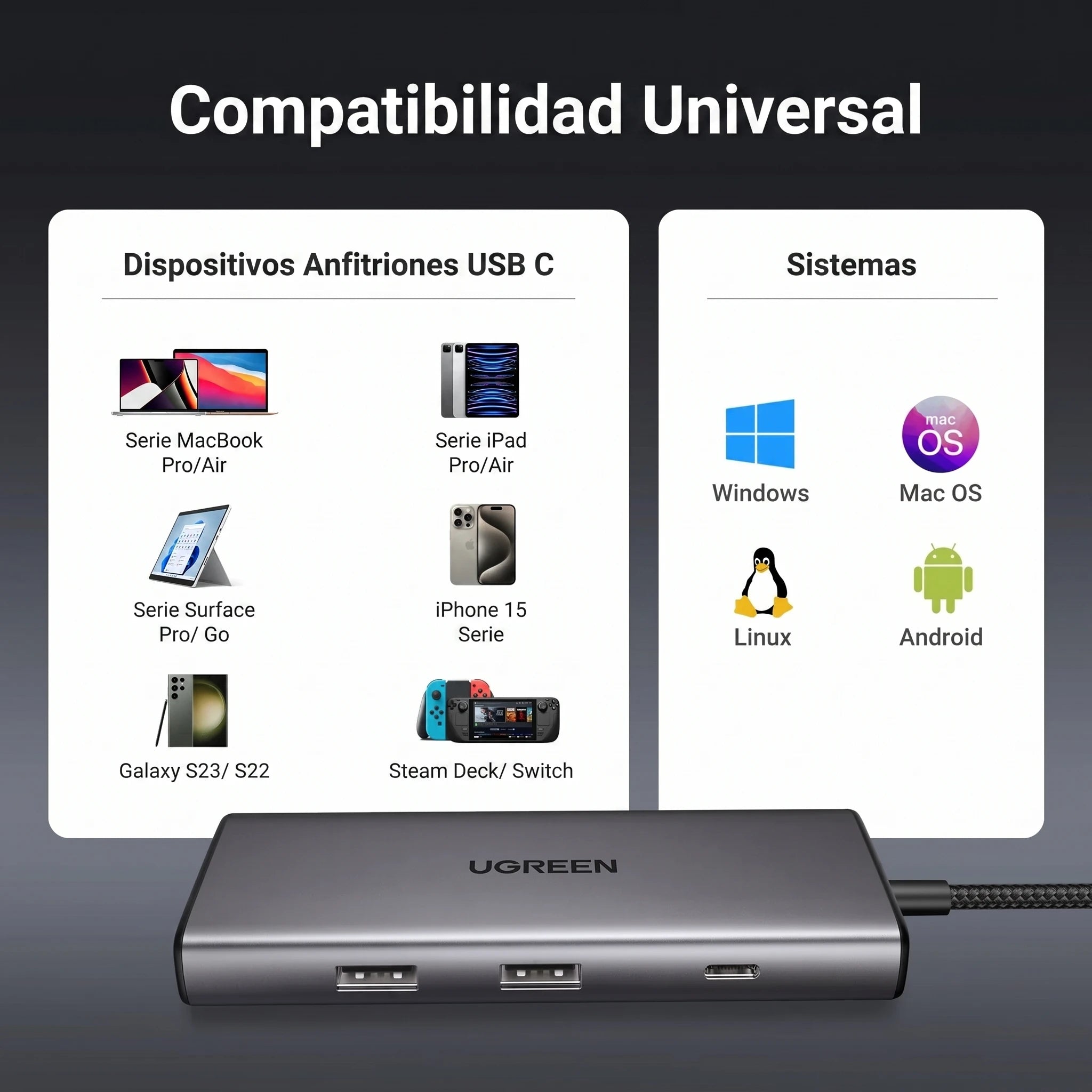 UGREEN CM498 - hub USB-C 7 en 1 HDMI 4K 60Hz