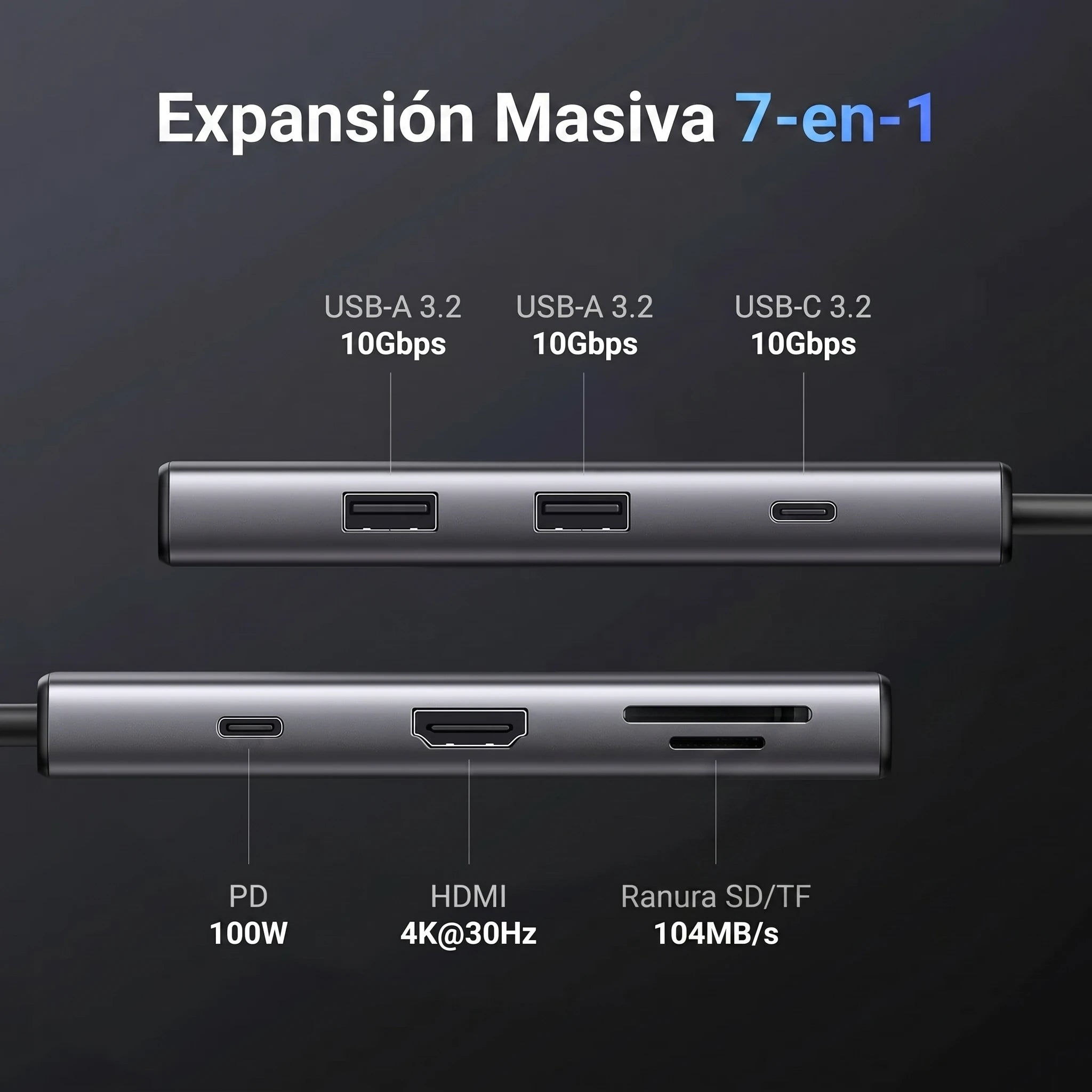 UGREEN CM498 - hub USB-C 7 en 1 HDMI 4K 60Hz