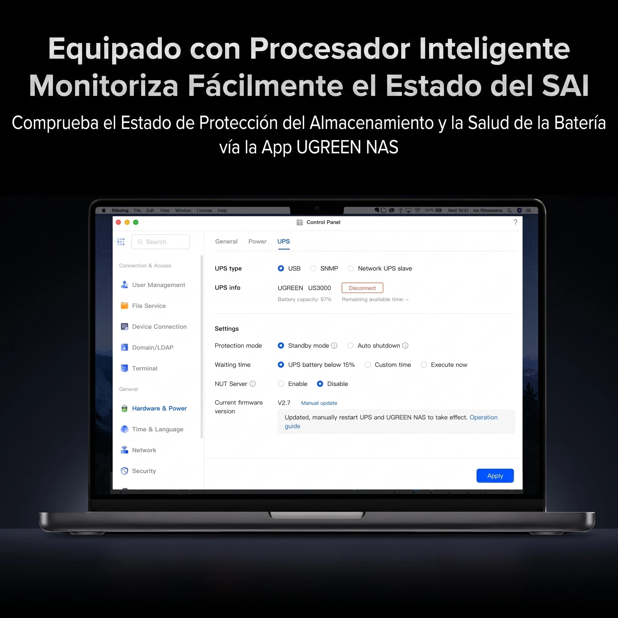 UGREEN US3000 UPS DC 120W - Sistema de Alimentación Ininterrumpida para NAS