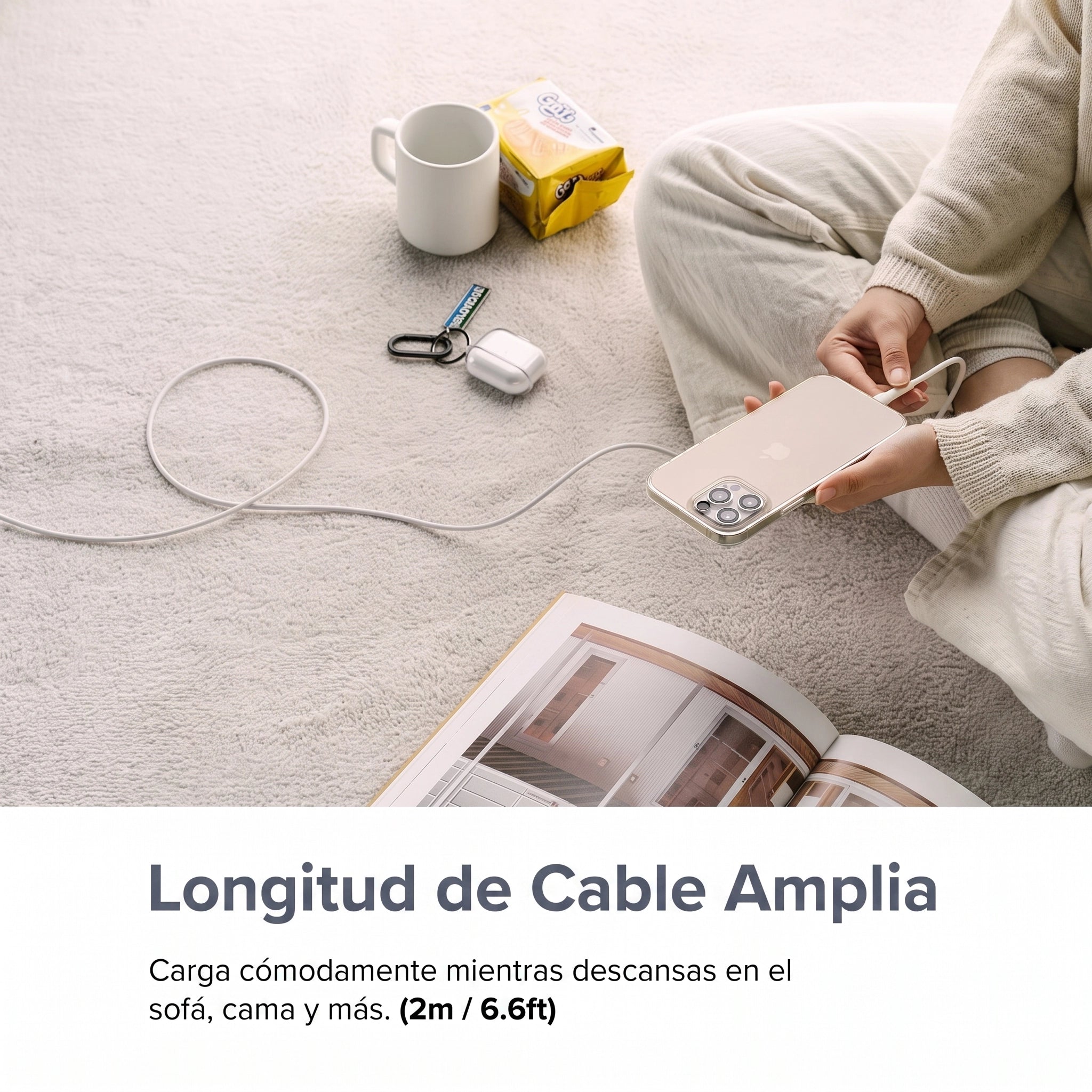 Ringke Pastel Cable - cable USB-A a USB-C 2M 12W Blanco