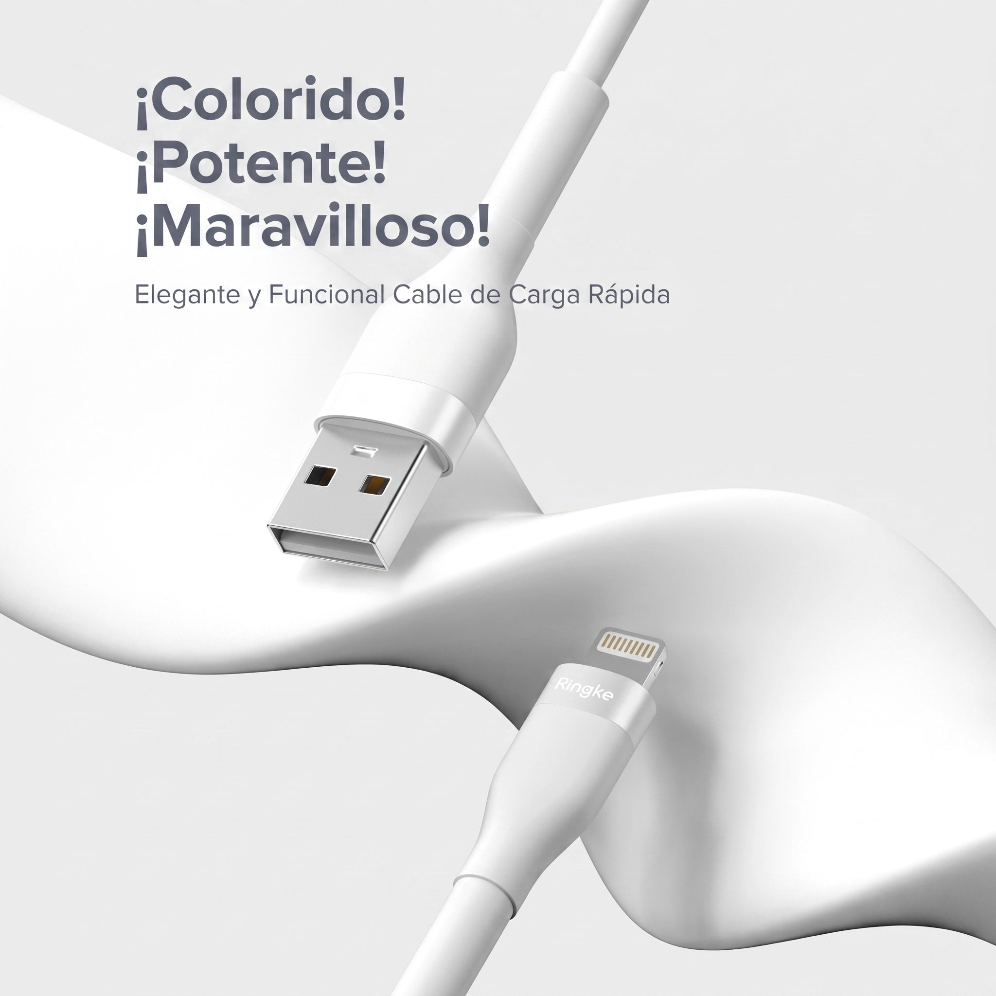 Ringke Pastel Cable - cable USB-A a USB-C 2M 12W Blanco