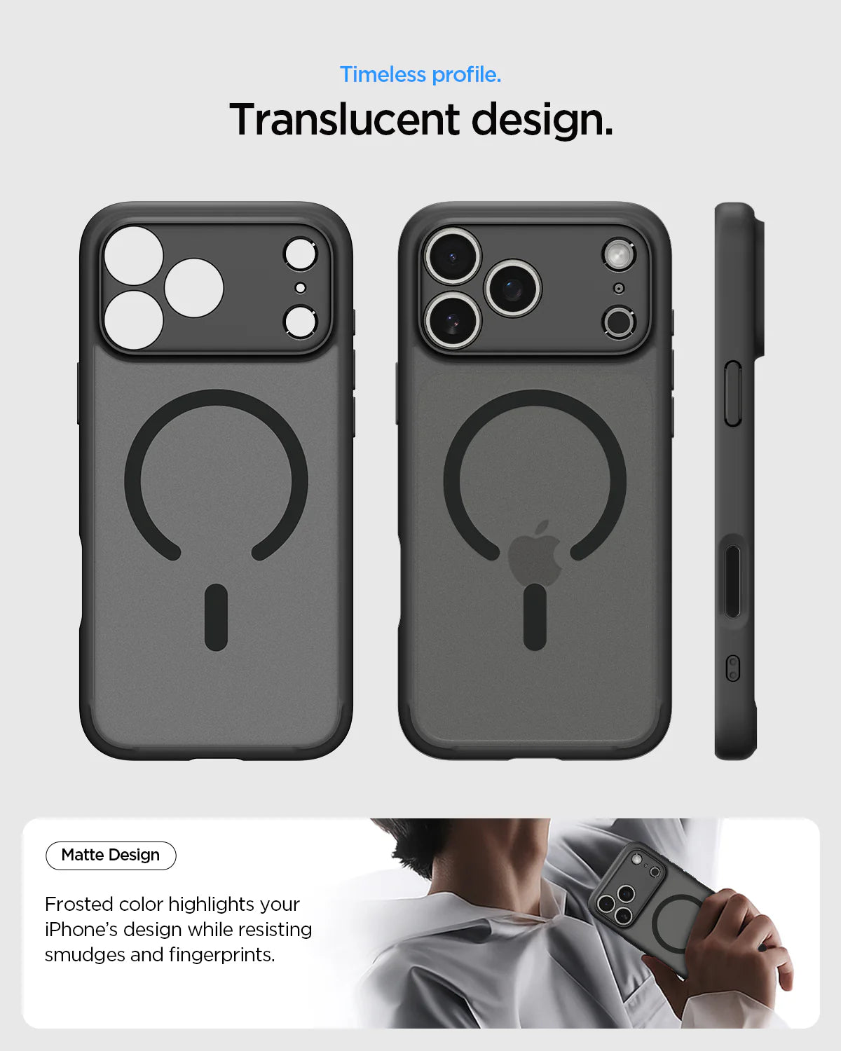 Case Spigen Crystal Hybrid iPhone 17 Pro Max (MagSafe) - Frost Black