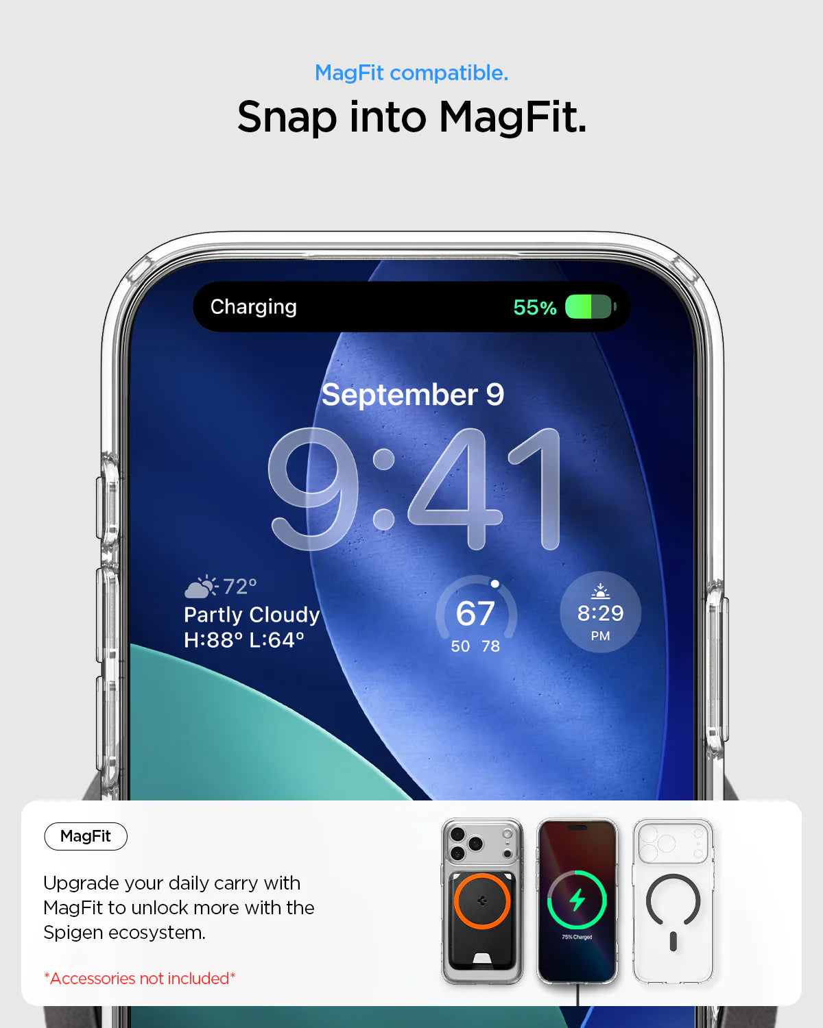 Case Spigen Crystal Hybrid iPhone 17 Pro (MagSafe) - Clear Graphite