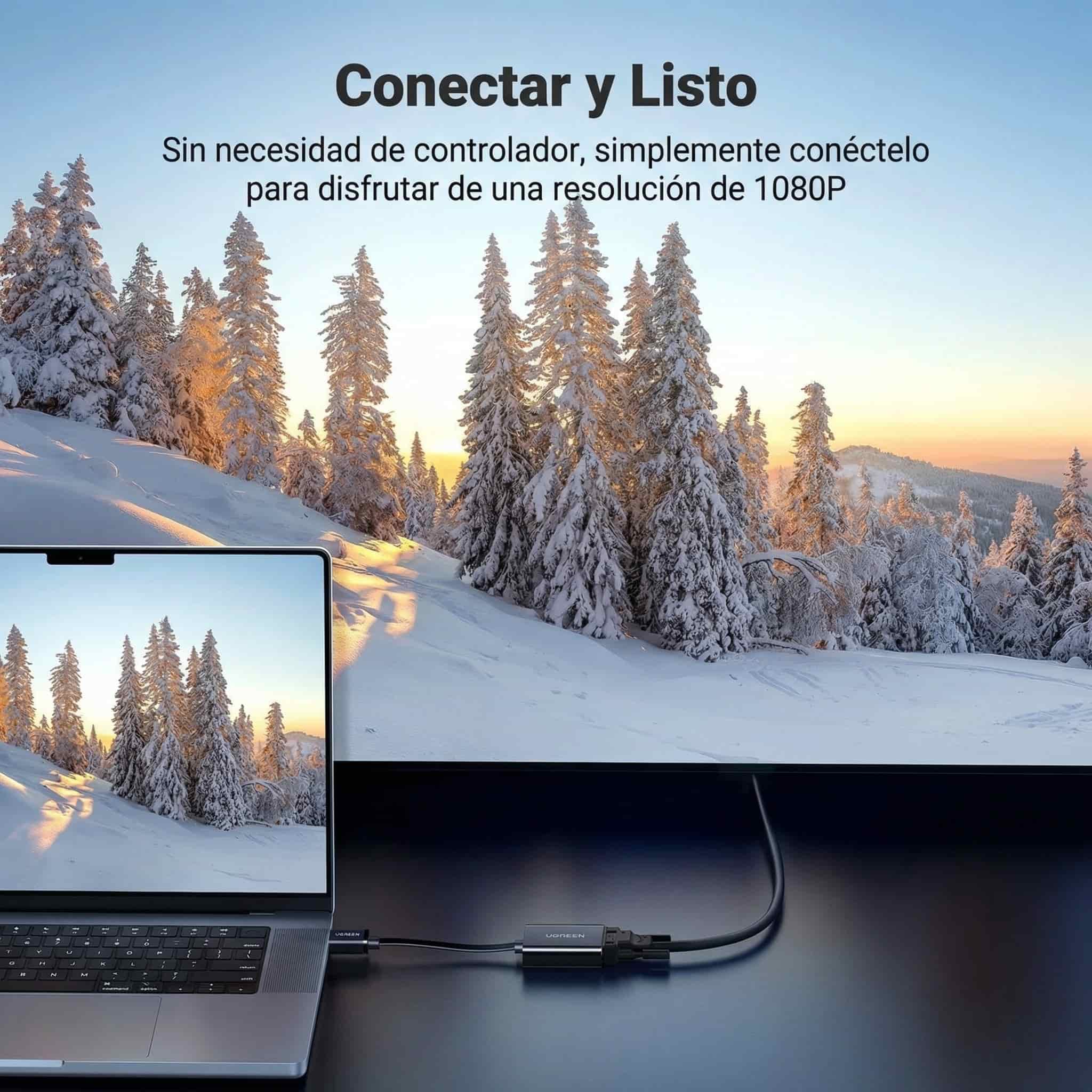 Adaptador UGREEN HDMI a VGA con Audio 3.5 mm – 1080p 60Hz (40248)