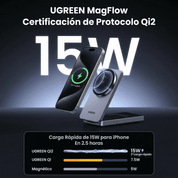 Cargador Inalámbrico UGREEN MagSafe 2-en-1 15W (45023)