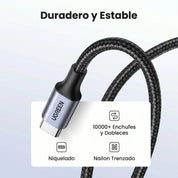 Cable UGREEN USB-C a USB-C de carga rápida (US261 / 50150) 1M 60W