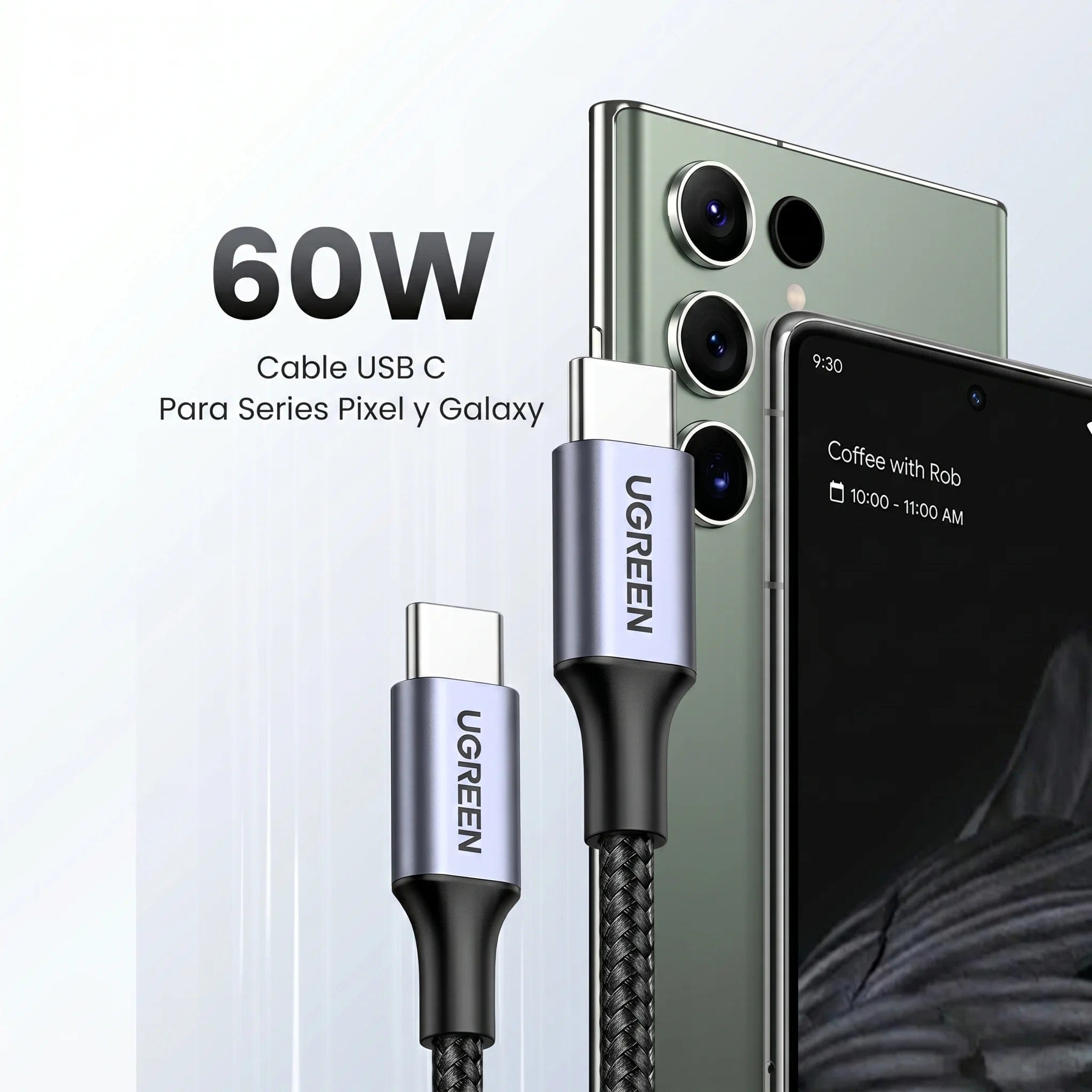 Cable UGREEN USB-C a USB-C de carga rápida (US261 / 50150) 1M 60W