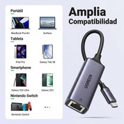 Adaptador UGREEN USB-C a Ethernet RJ45 - 50737