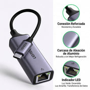Adaptador UGREEN USB-C a Ethernet RJ45 - 50737