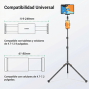 Trípode Dual 2-en-1 UGREEN para celular y tablet (4.7″ a 13″) - 15647