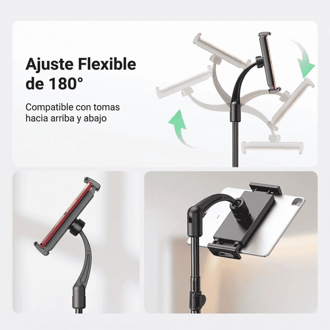 Trípode Dual 2-en-1 UGREEN para celular y tablet (4.7″ a 13″) - 15647