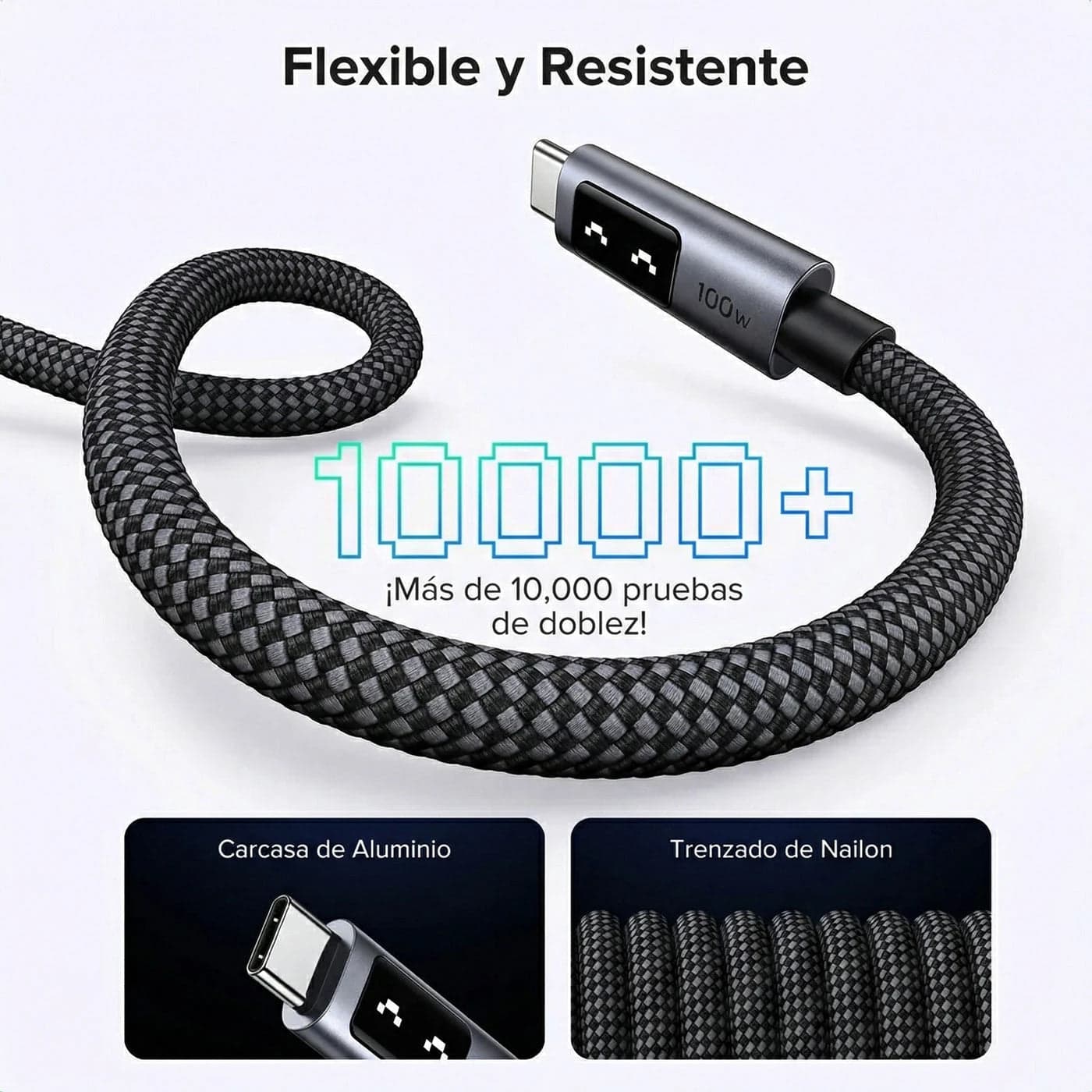 Cable Ugreen UNO USB-C a USB-C 100W 1m - Space Gray