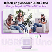 Cargador UGREEN Uno Robot GaN 65W USB-C - Purple