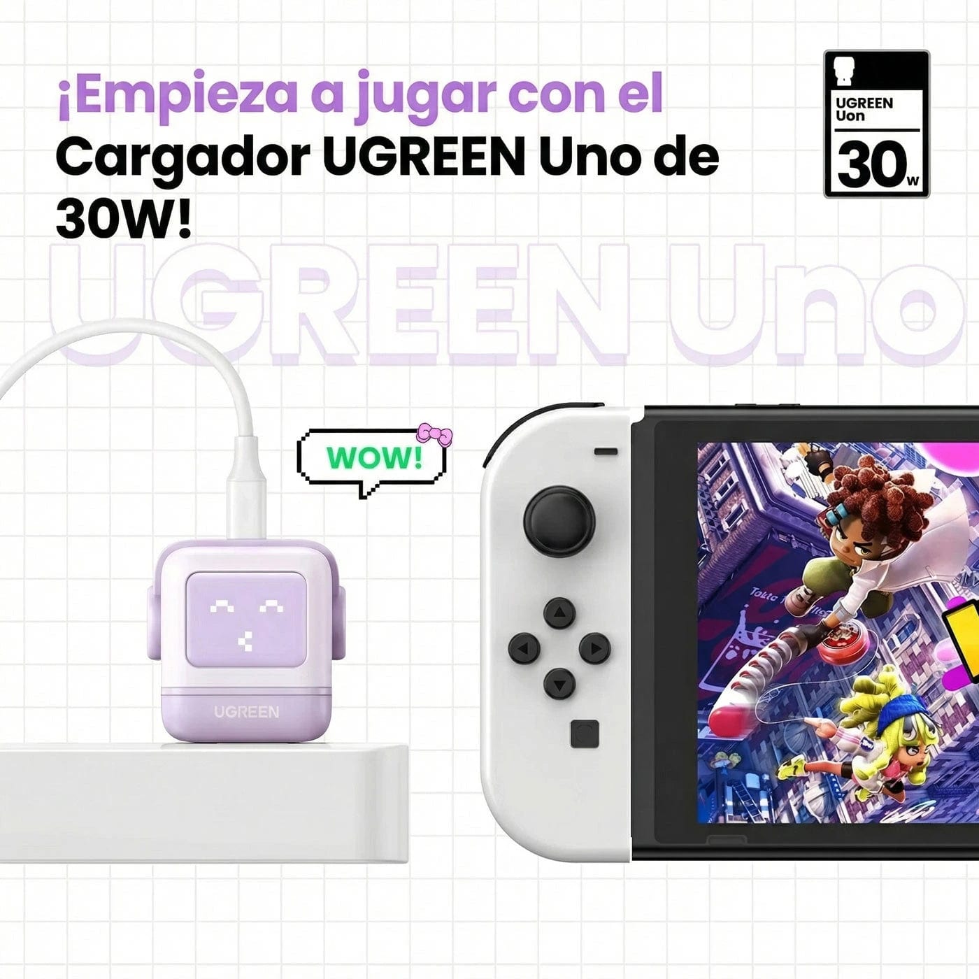Cargador UGREEN Uno Robot GaN 30W USB-C - Purple