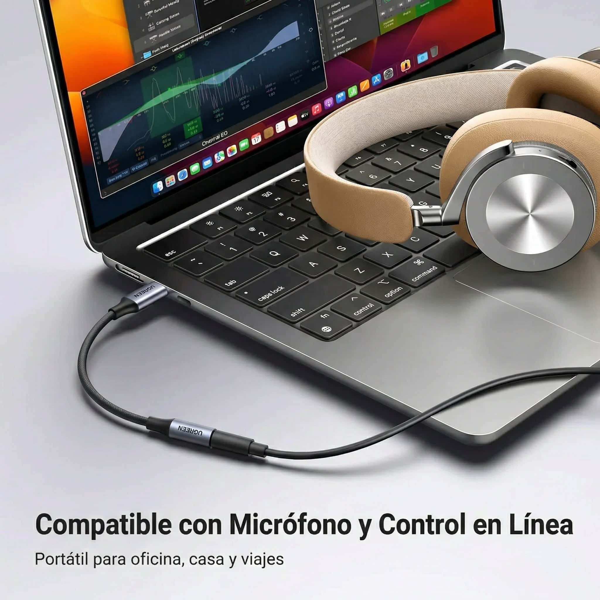 Adaptador UGREEN USB-C a 3.5 mm (audio + mic) - 80154