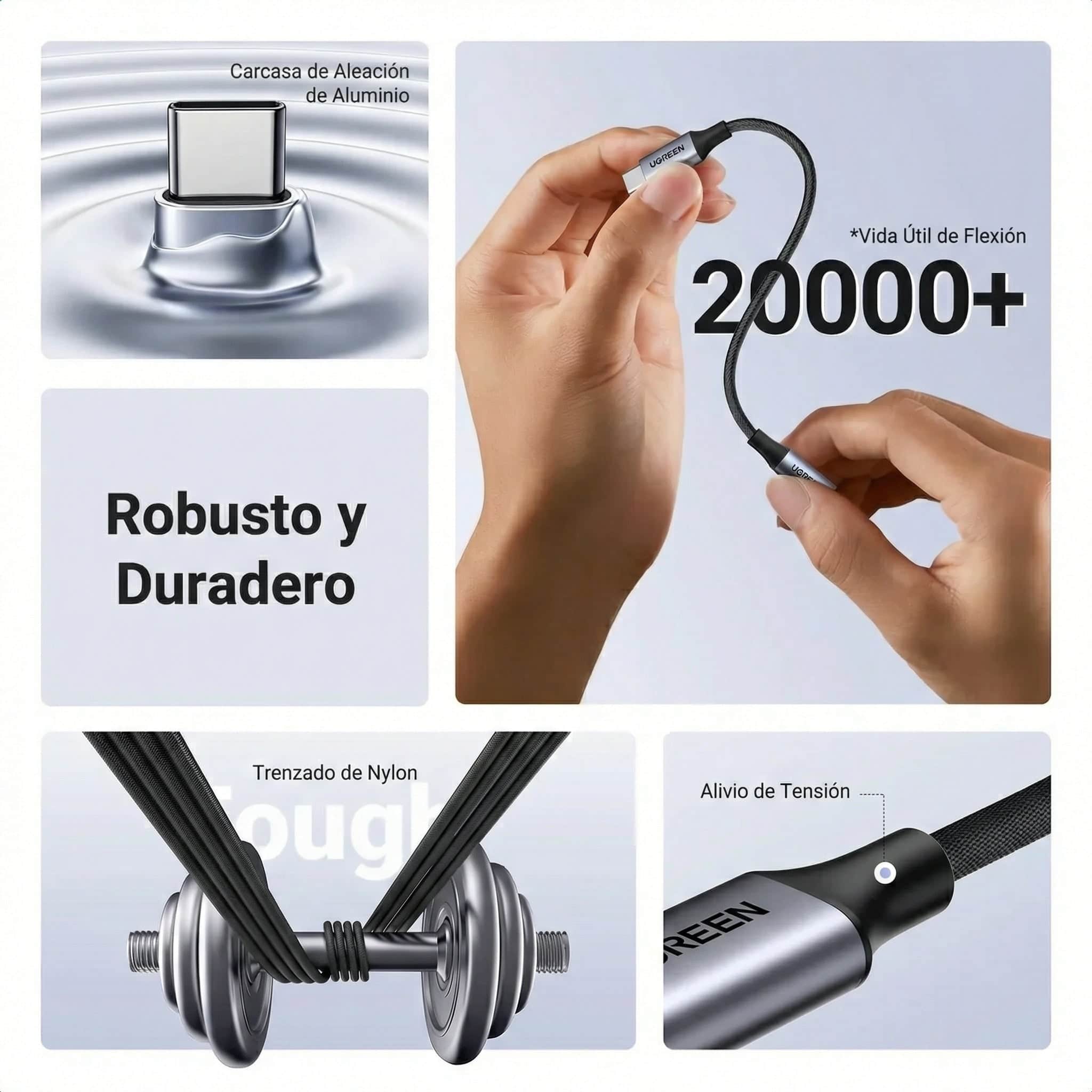 Adaptador UGREEN USB-C a 3.5 mm (audio + mic) - 80154