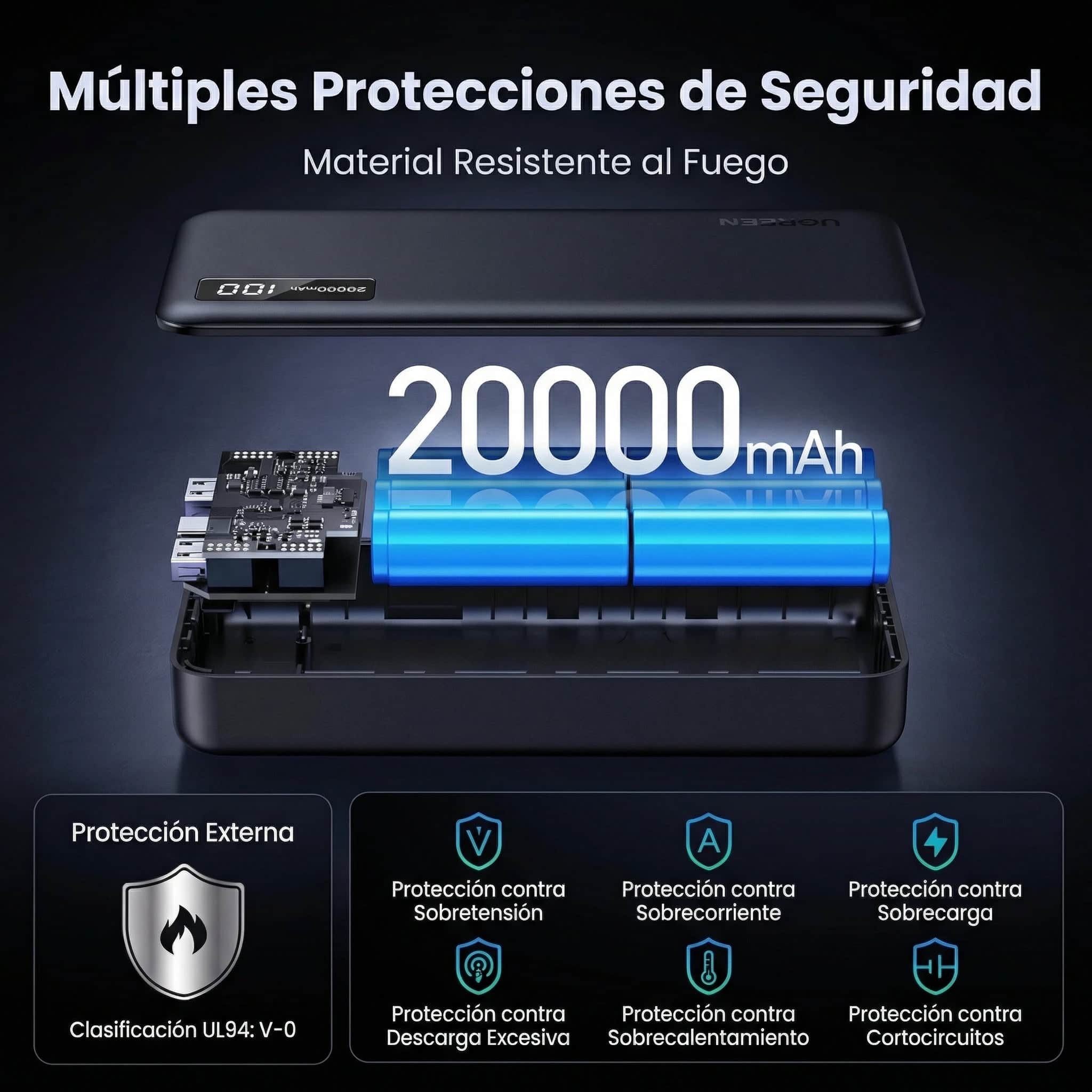 Power Bank UGREEN 20,000 mAh — 22.5W carga rápida - 25683