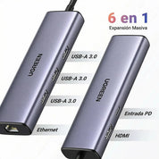 Hub USB-C con Ethernet + Power Delivery UGREEN (15598)