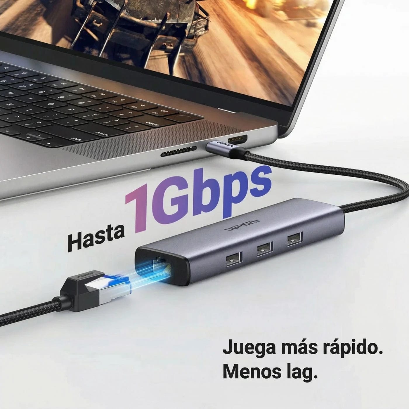 Hub USB-C con Ethernet + Power Delivery UGREEN (15598)