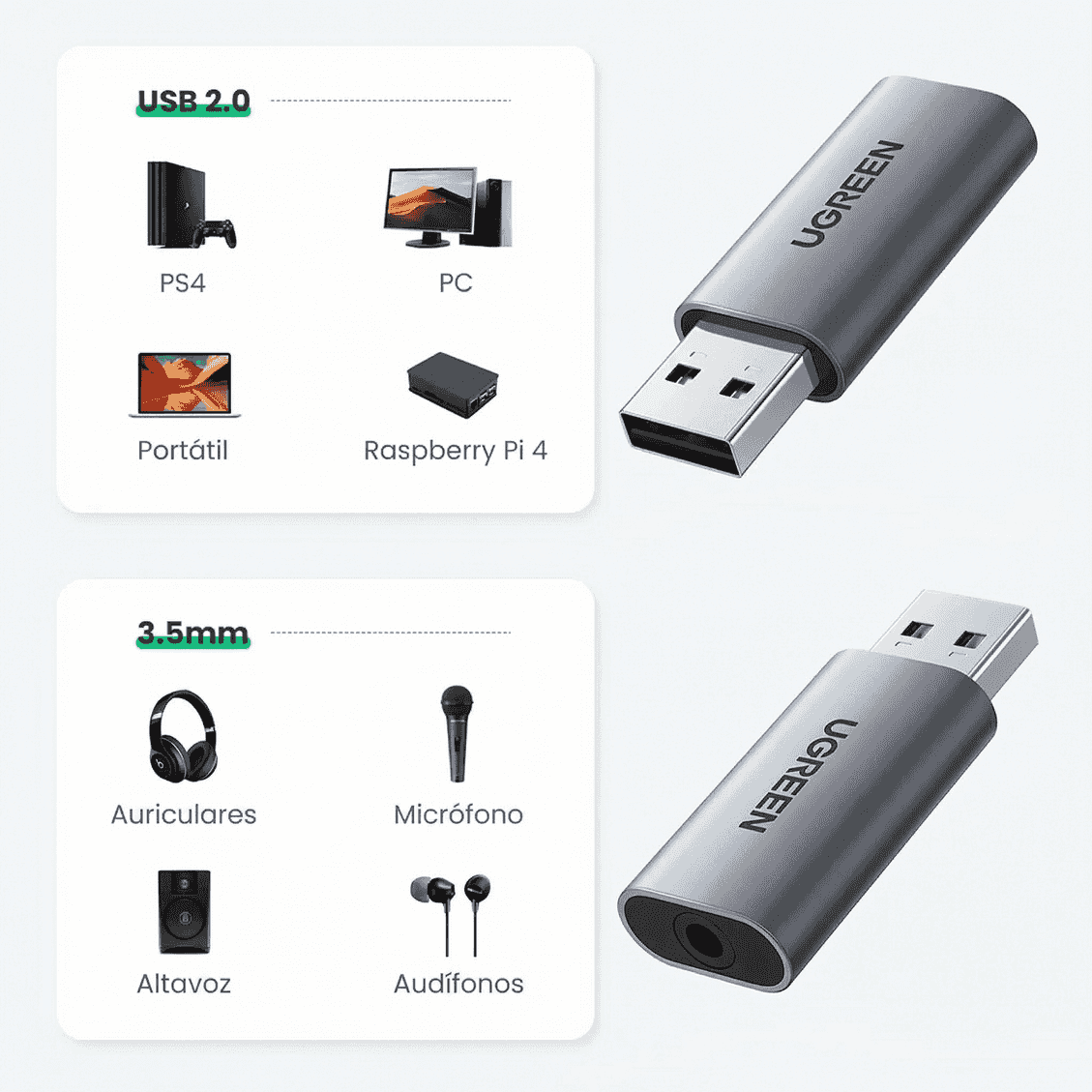 UGREEN 80864 USB TO 3.5MM STEREO SOUND ADAPTER