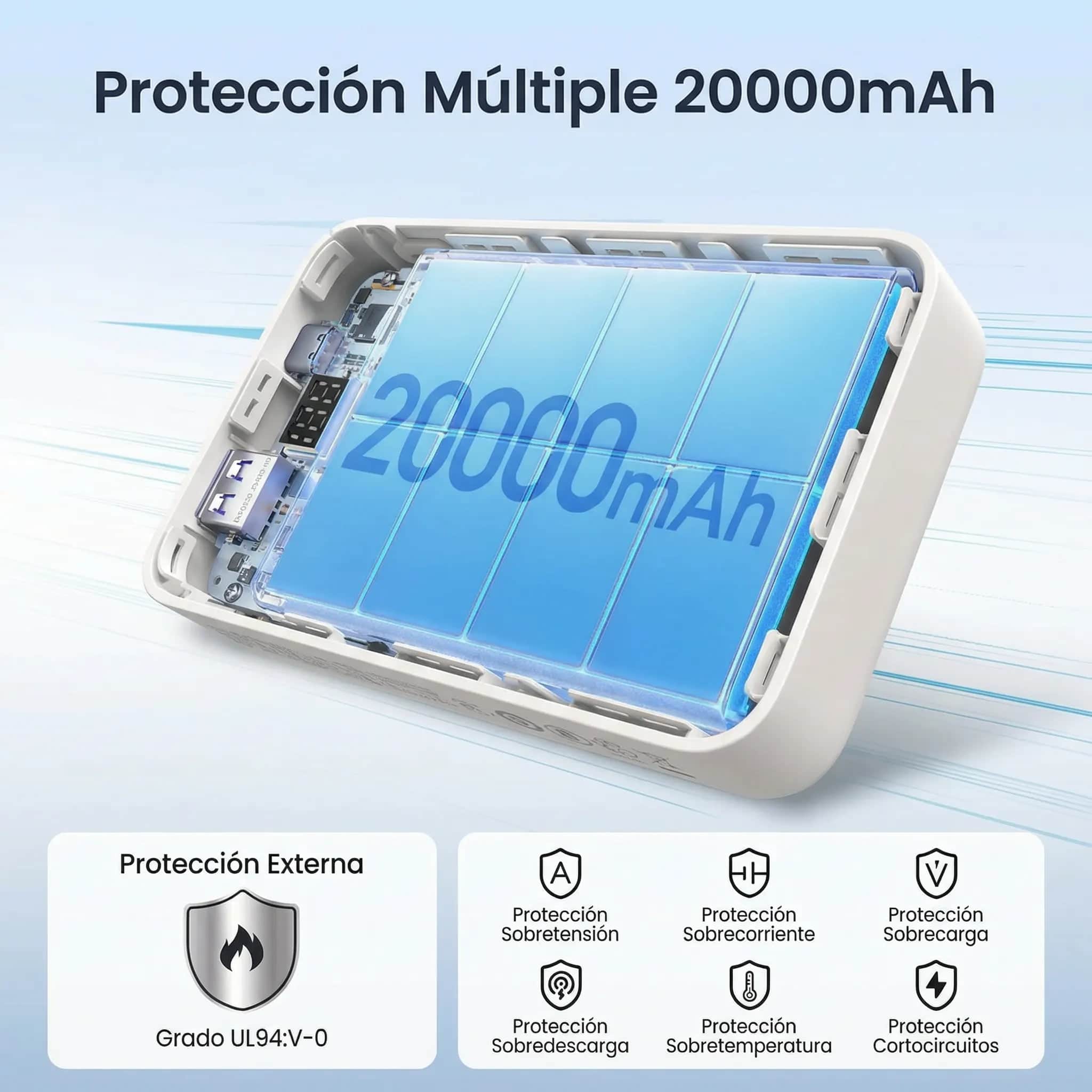 UGREEN 20000mAh 22.5W Power Bank Portable Battery with Built-in USB C Cable