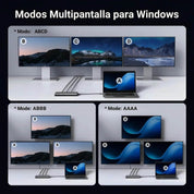Hub Ugreen 8 en 1 USB-C a 2xHDMI DP 2xUSB-C 3.2 2xUSB-A 3.2 PD 100w 35625