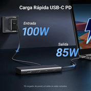 Hub Ugreen 8 en 1 USB-C a 2xHDMI DP 2xUSB-C 3.2 2xUSB-A 3.2 PD 100w 35625