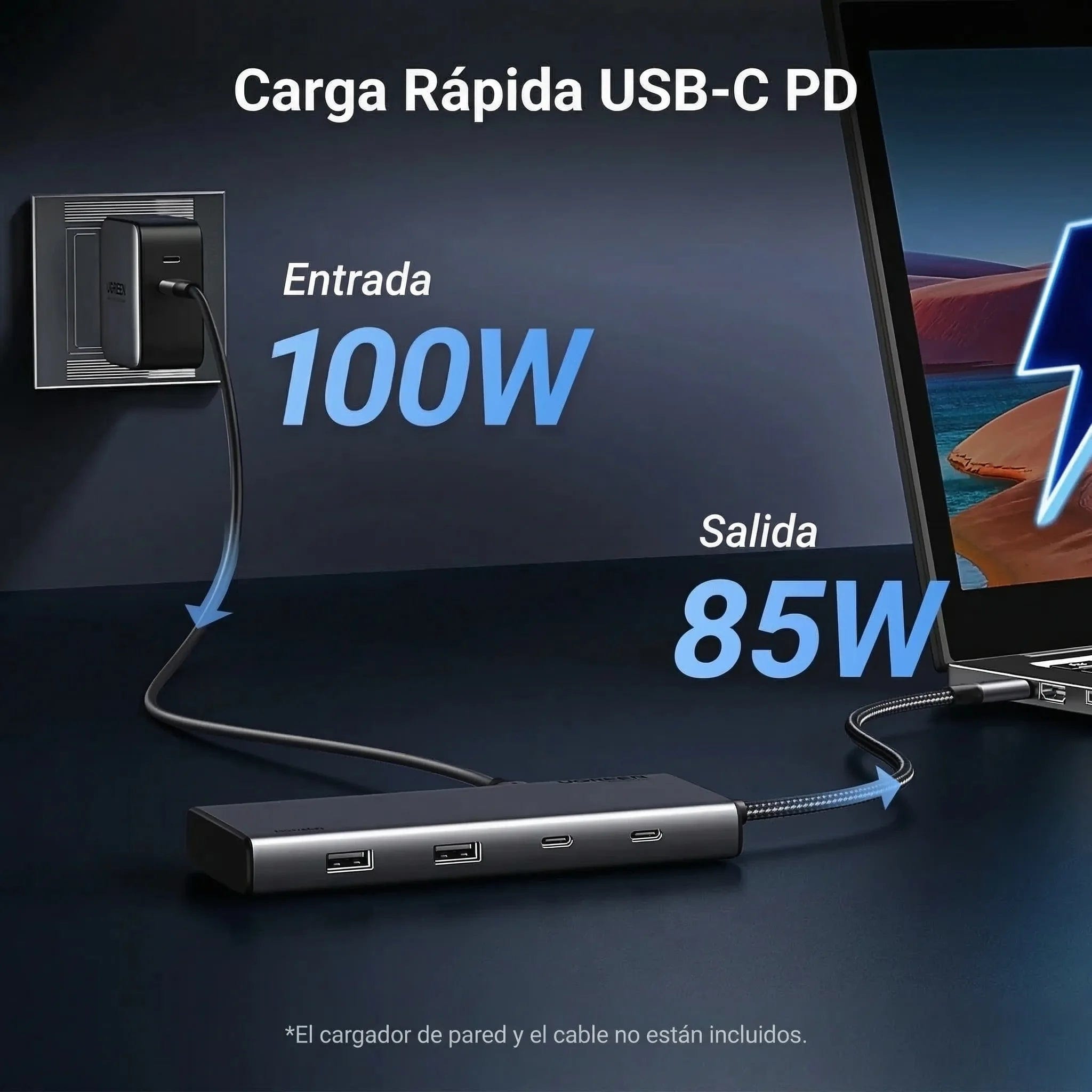 Hub Ugreen 8 en 1 USB-C a 2xHDMI DP 2xUSB-C 3.2 2xUSB-A 3.2 PD 100w 35625