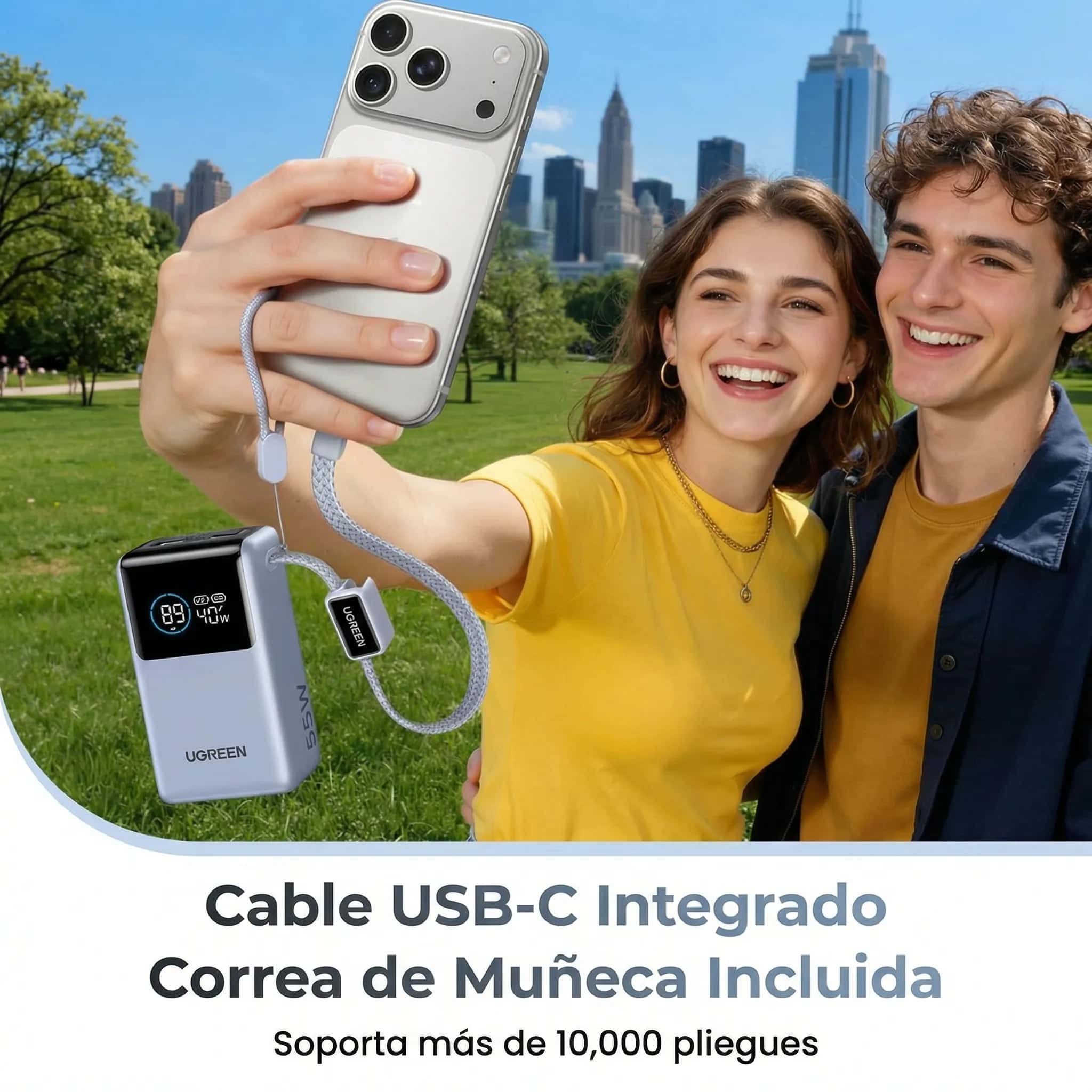 UGREEN Nexode Pro Power Bank 10,000mAh 45W con cable USB-C integrado