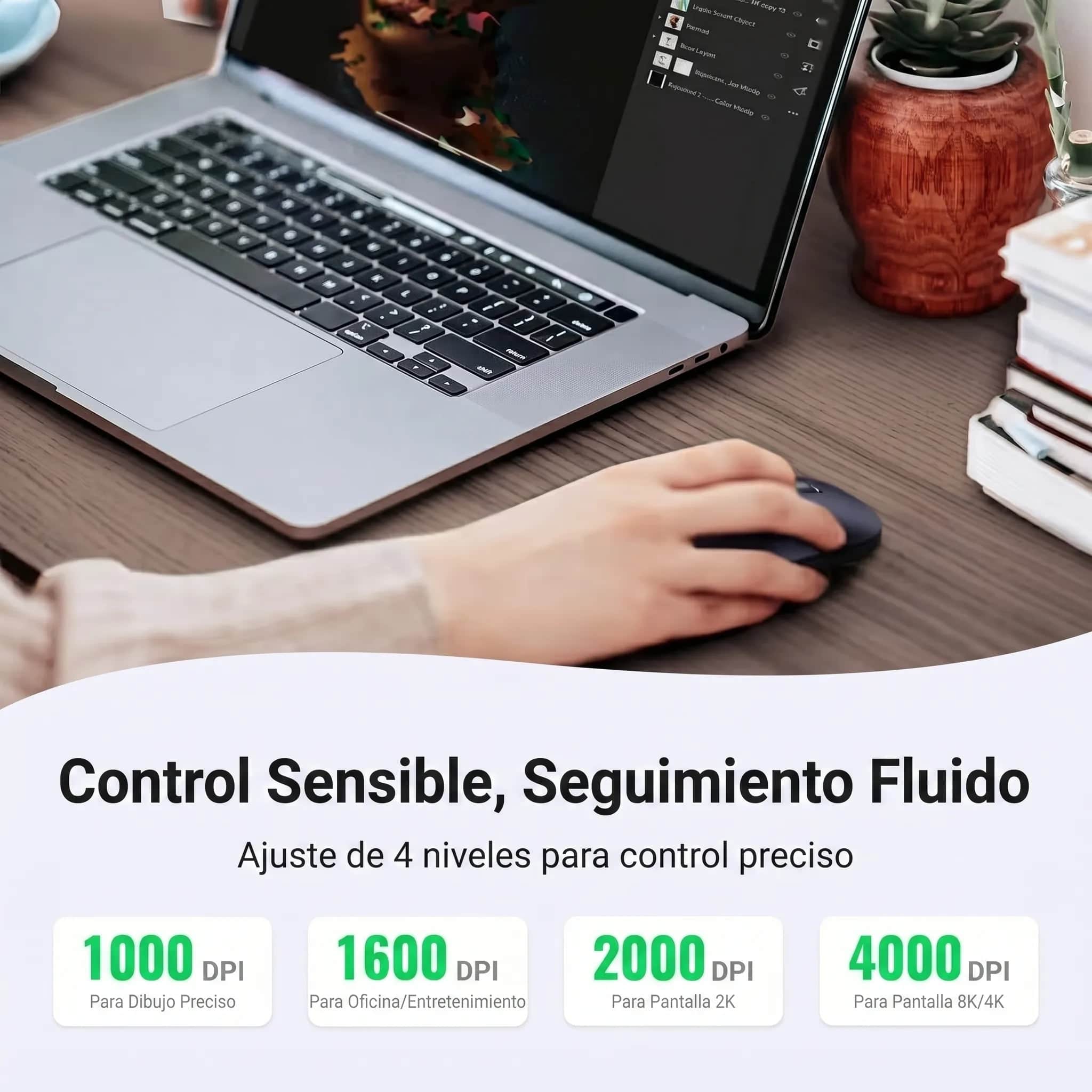 UGREEN mouse inalámbrico portátil MU001 silencioso y compacto
