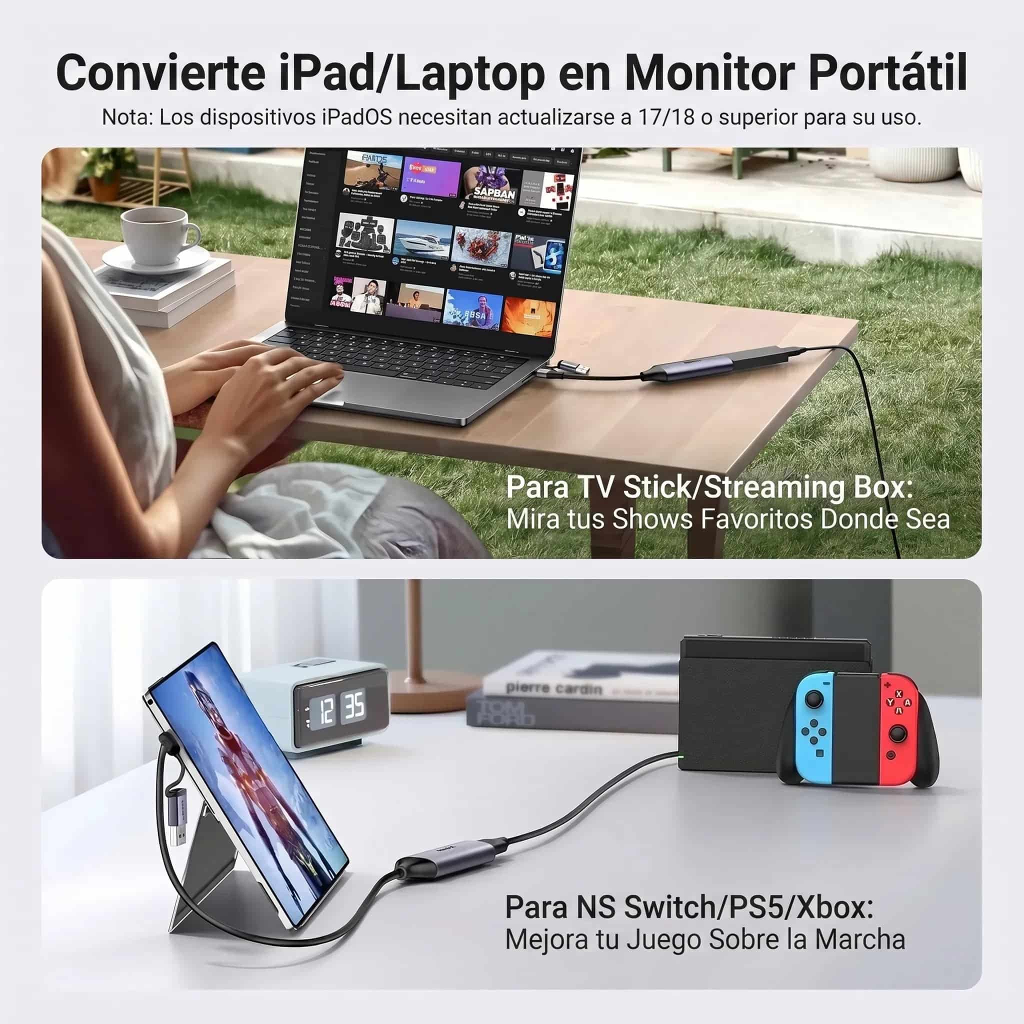 UGREEN capturadora HDMI a USB-A y USB-C 1080p 60Hz para streaming