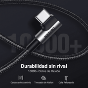 UGREEN cable USB-A a USB-C 2M 18W en ángulo 90° para carga y uso cómodo