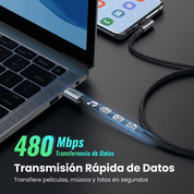 UGREEN cable USB-A a USB-C 2M 18W en ángulo 90° para carga y uso cómodo