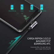 UGREEN cable USB-A a USB-C 1M 18W en ángulo 90° para carga y uso cómodo