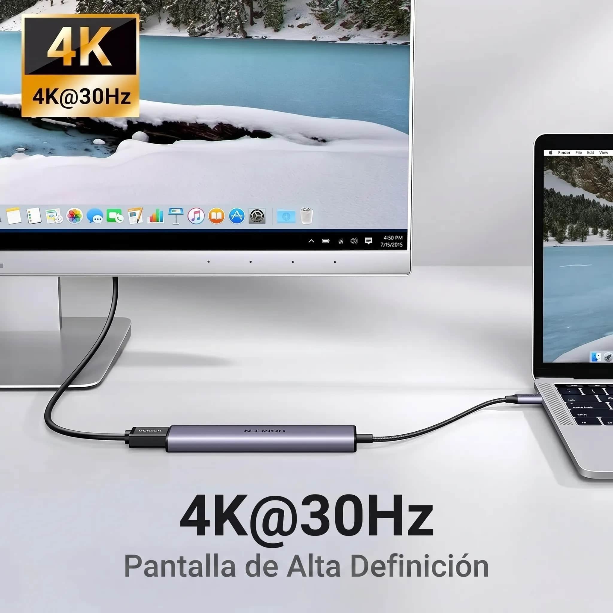 UGREEN hub USB-C 5 en 1 con HDMI 4K y carga PD