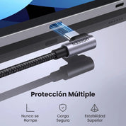 Cable angular UGREEN 1M 240W L536 (85225) USB-C macho a USB-C macho de 90°