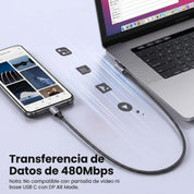 Cable angular UGREEN 1M 240W L536 (85225) USB-C macho a USB-C macho de 90°