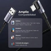 Cable UGREEN USB-C a USB-C 240W PD Ángulo Recto 2M Negro
