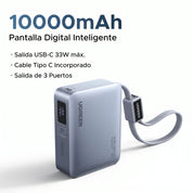 UGREEN Power Bank 10000mAh 33W Compacto Con Cable Integrado
