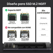 UGREEN carcasa USB-C para SSD M.2 NGFF con cable 50cm