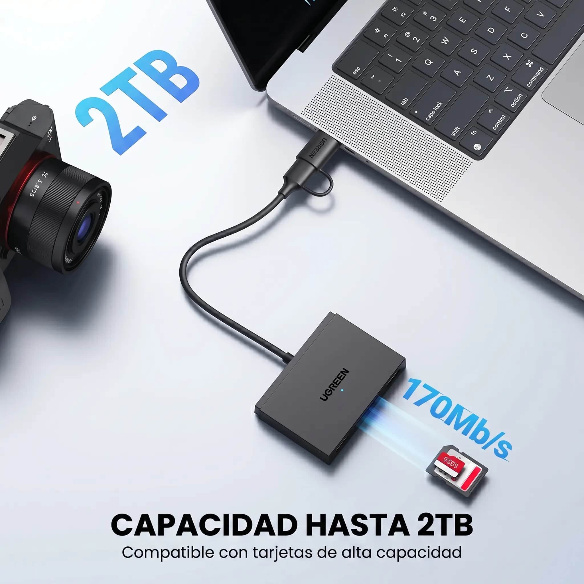 UGREEN lector de tarjetas 4 en 1 USB-C y USB-A 5Gbps para SD y microSD