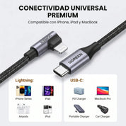 Ugreen angle USB cable - Lightning MFI 1m 2,4A 12W black (60521)
