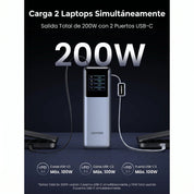 UGREEN Nexode 25000mAh 200W - power bank con cable integrado