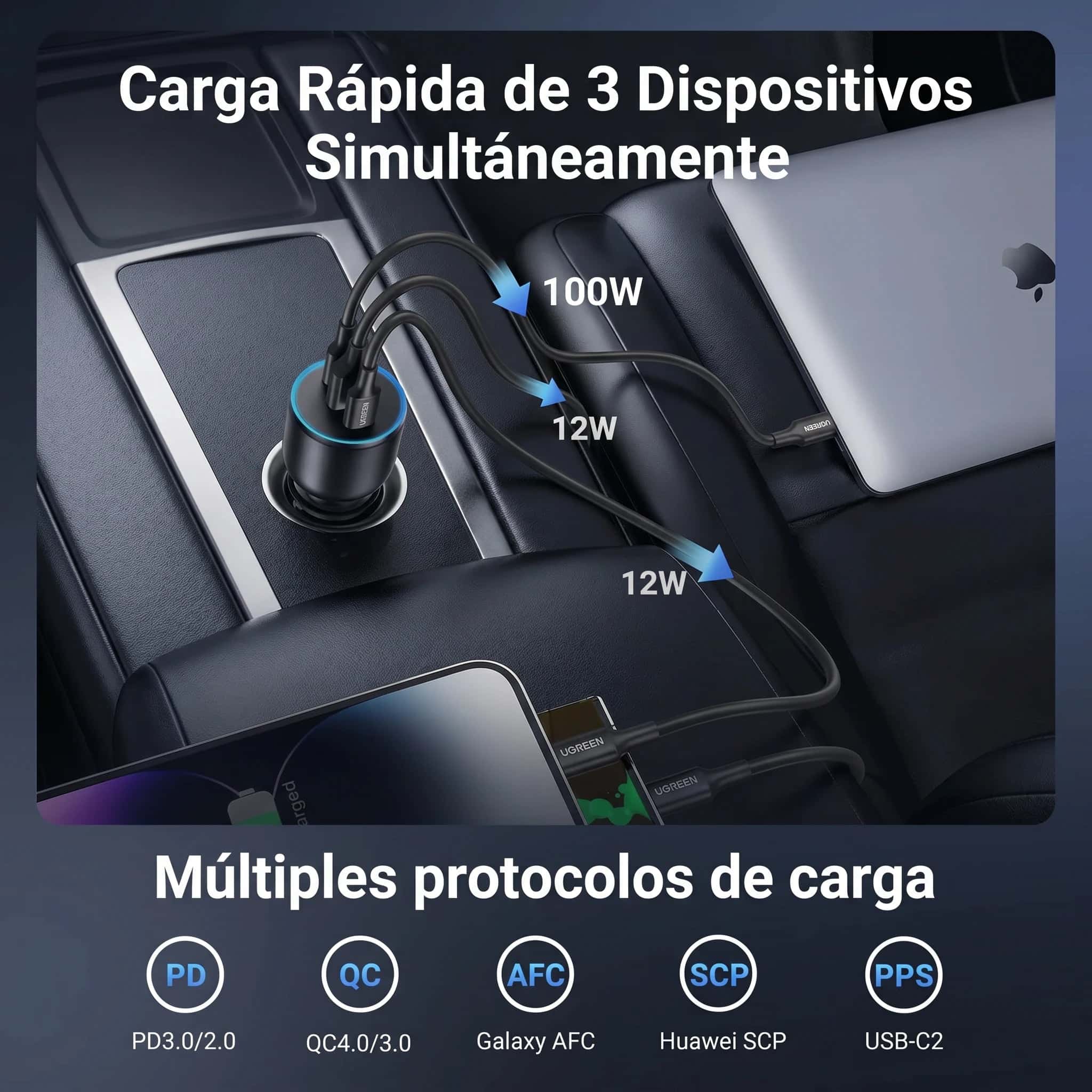 UGREEN EC705 - cargador de auto USB-C y USB-A 130W
