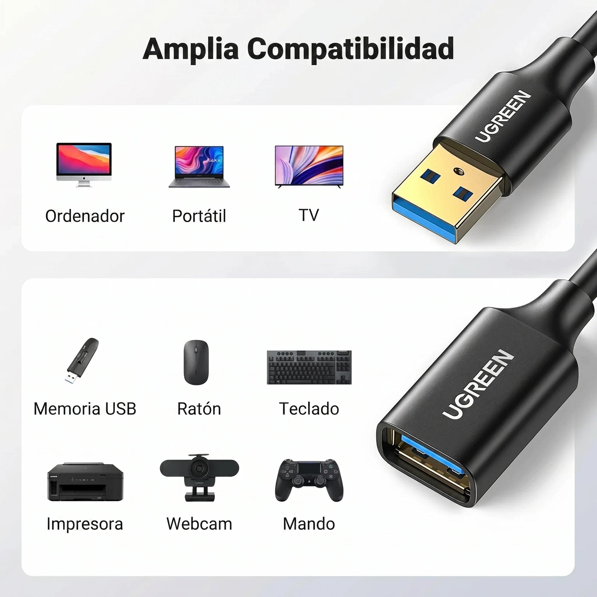 UGREEN US129 - cable extensión USB 3.0 3M 5Gbps