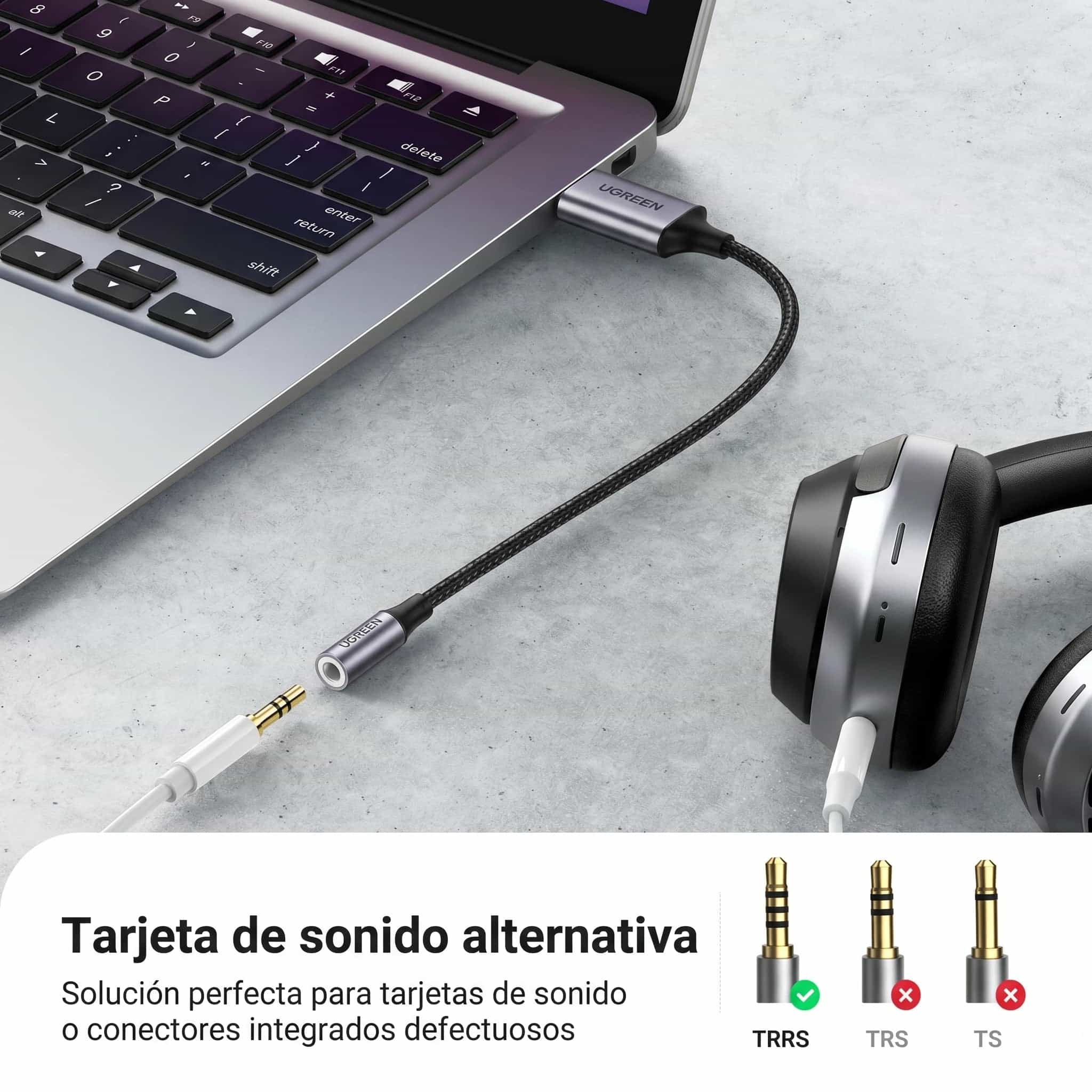 UGREEN CM477 - adaptador USB-A a audio 3.5mm 25cm