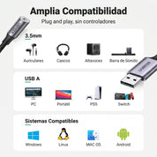 UGREEN CM477 - adaptador USB-A a audio 3.5mm 25cm